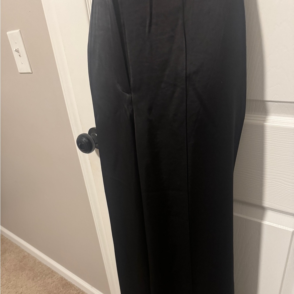 Express Satin Wide Leg Black Trousers